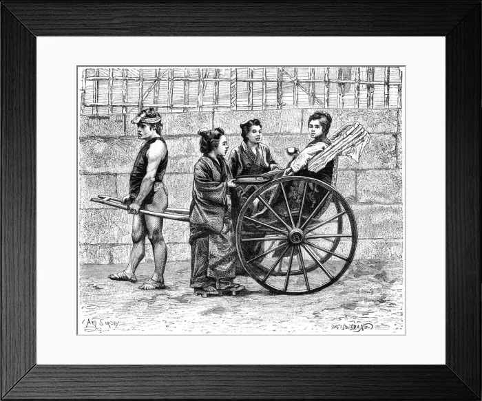 Framed Print : A rickshaw, Japan, 1895 Framed Print : A rickshaw, Japan, 1895