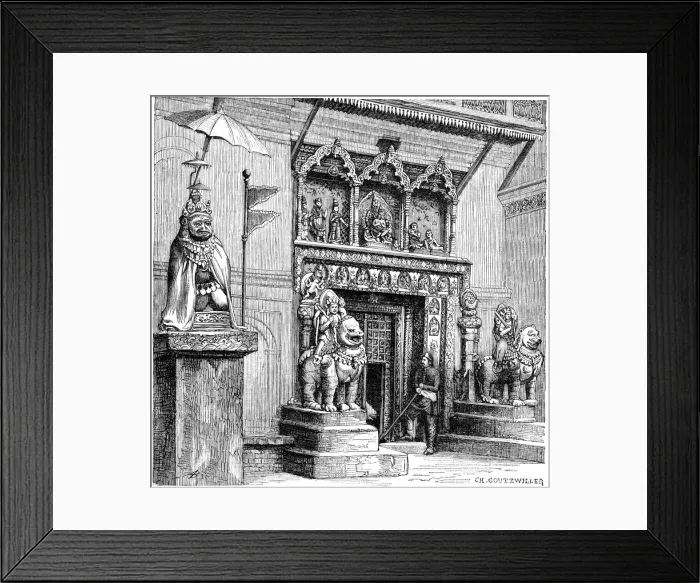Framed Print : Hanuman Gate of the Royal Palace, Kathmandu, Nepal, 1895. Artist: C Goutzwiller Framed Print : Hanuman Gate of the Royal Palace, Kathmandu, Nepal, 1895. Artist: C Goutzwiller