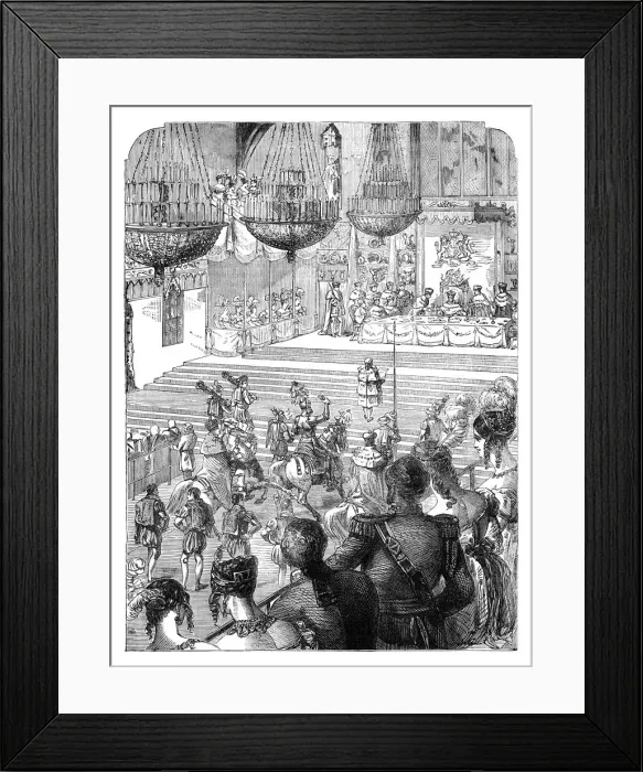 Framed Print : A banquet in Westminster Hall celebrating the coronation of King George IV, 1821 (c1895) Framed Print : A banquet in Westminster Hall celebrating the coronation of King George IV, 1821 (c1895)