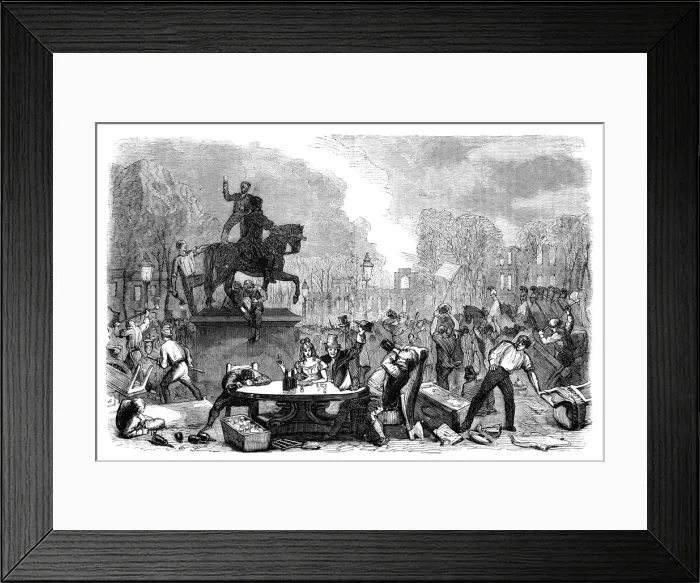 Framed Print : Reform riots in Queens Square, Bristol, 1831 (c1895) Framed Print : Reform riots in Queens Square, Bristol, 1831 (c1895)