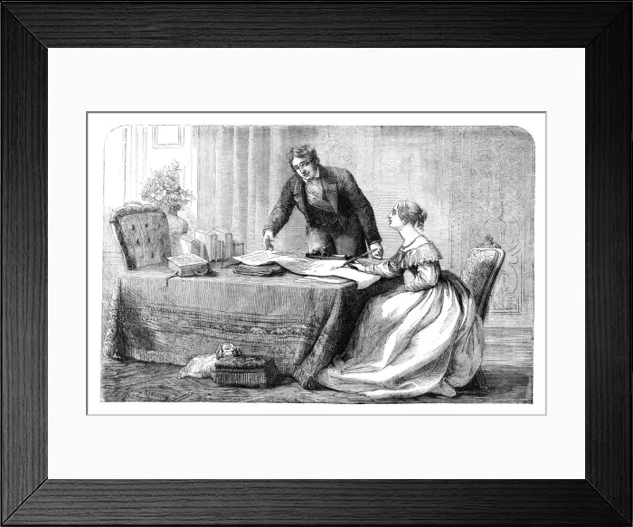 Framed Print : Lord Melbourne (1779-1848) instructing a young Queen Victoria 1819-1901), 1837 (c1895) Framed Print : Lord Melbourne (1779-1848) instructing a young Queen Victoria 1819-1901), 1837 (c1895)