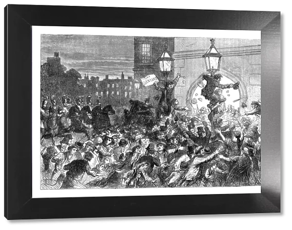 Bread riots at the entrance to the House of Commons, Westminster, London, 1815 (c1895)