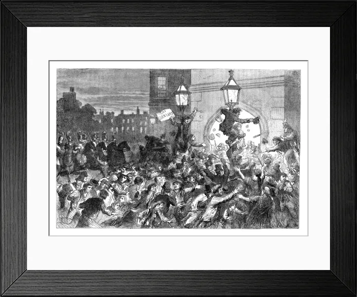 Framed Print : Bread riots at the entrance to the House of Commons, Westminster, London, 1815 (c1895) Framed Print : Bread riots at the entrance to the House of Commons, Westminster, London, 1815 (c1895)