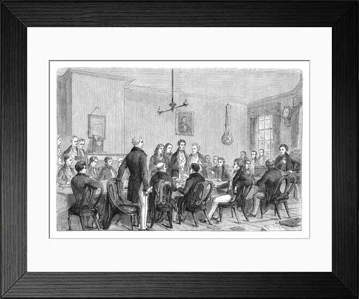 Framed Print : A meeting of the Anti-Corn Law League in Newalls Building, Manchester, 1838 (c1895) Framed Print : A meeting of the Anti-Corn Law League in Newalls Building, Manchester, 1838 (c1895)