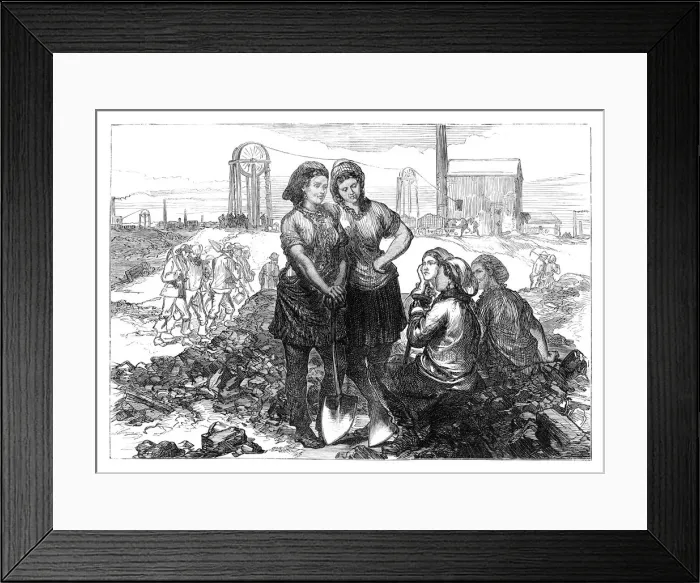 Framed Print : Work girls at the Wigan Collieries, late 19th century Framed Print : Work girls at the Wigan Collieries, late 19th century