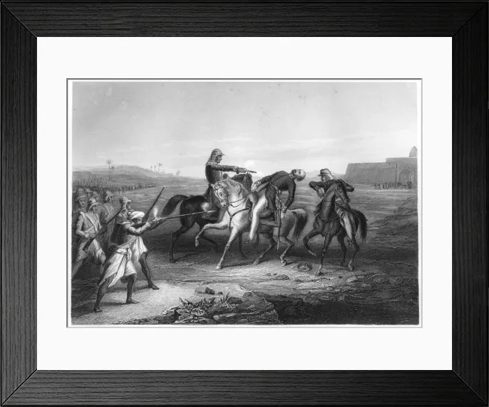 Framed Print : Colonel Platt killed by the mutineers at Mhow, c1860 Framed Print : Colonel Platt killed by the mutineers at Mhow, c1860