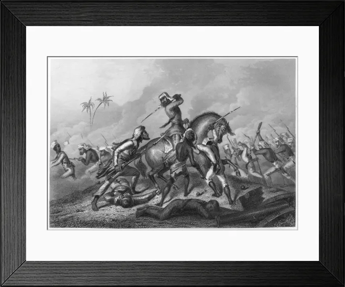 Framed Print : Havelocks column attacking the mutineers before Cawnpoor, 1857, (c1860)
