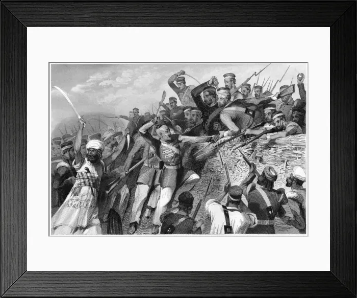 Framed Print : Attack of the mutineers on the Redan Battery at Lucknow, 30 July 1857, (c1860) Framed Print : Attack of the mutineers on the Redan Battery at Lucknow, 30 July 1857, (c1860)
