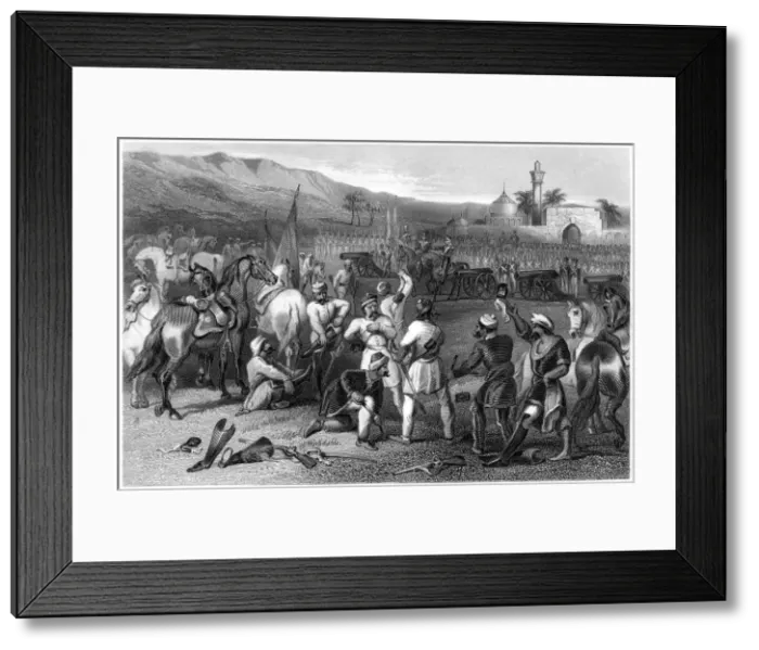Framed Print : Disarming the 11th Irregular Cavalry at Berhampore, 1857, (c1860) Framed Print : Disarming the 11th Irregular Cavalry at Berhampore, 1857, (c1860)