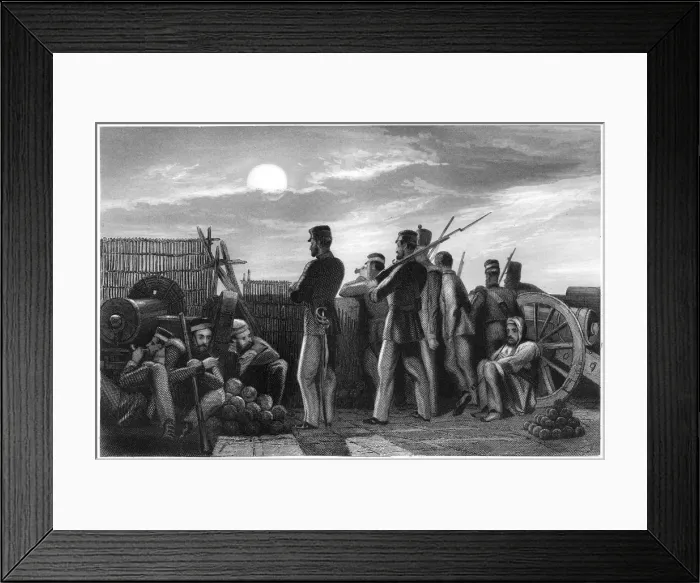 Framed Print : The defenders on the lookout, battery at Lucknow, 1857, (c1860) Framed Print : The defenders on the lookout, battery at Lucknow, 1857, (c1860)