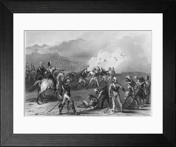 Framed Print : Blowing mutinous Sepoys from the guns, 1857, (c1860) Framed Print : Blowing mutinous Sepoys from the guns, 1857, (c1860)