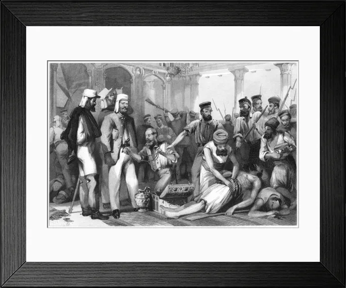 Framed Print : The Times correspondent looking on at the sacking of the Kaiser Bagh, 1858, (c1860) Framed Print : The Times correspondent looking on at the sacking of the Kaiser Bagh, 1858, (c1860)