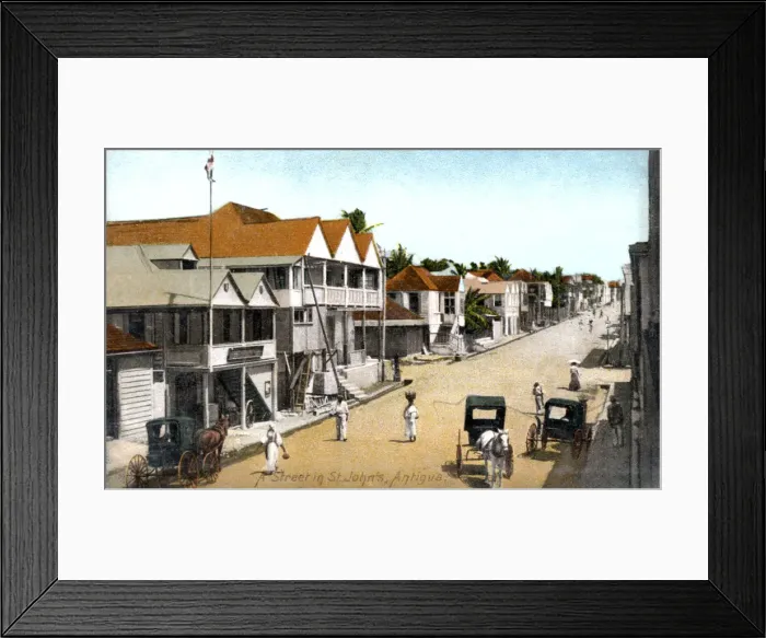 Framed Print : A street in St. Johns, Antigua, c1900s Framed Print : A street in St. Johns, Antigua, c1900s