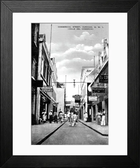 Framed Print : Commercial Street, Curacao, Netherlands Antilles, c1900s Framed Print : Commercial Street, Curacao, Netherlands Antilles, c1900s
