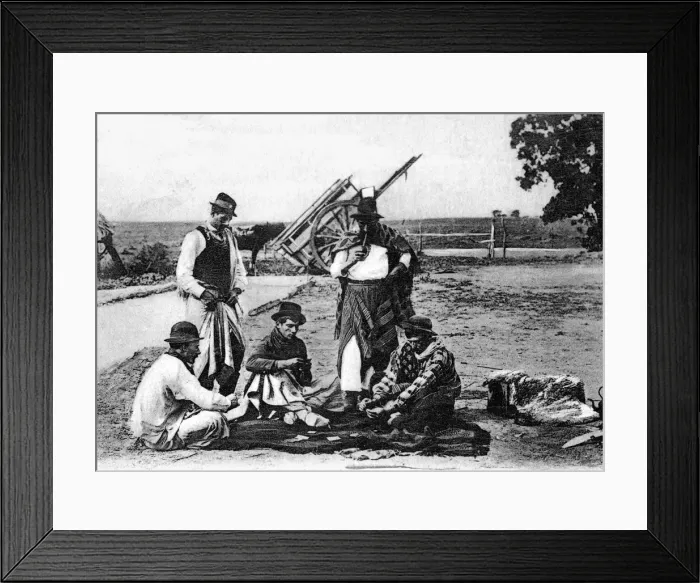 Framed Print : Three men playing cards, Uruguay, c1900s Framed Print : Three men playing cards, Uruguay, c1900s