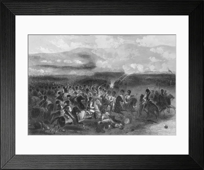 Framed Print : Charge of heavy cavalry at the Battle of Balaclava during the Crimean War, 1854 (1857). Artist: W Hulland Framed Print : Charge of heavy cavalry at the Battle of Balaclava during the Crimean War, 1854 (1857). Artist: W Hulland