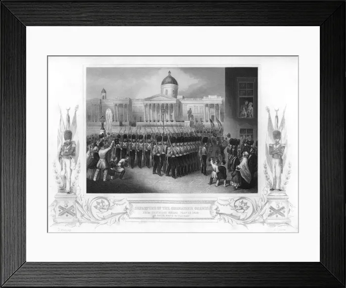 Framed Print : The departure of the Grenadier Guards, Trafalgar Square, London, 1854 (1857). Artist: DJ Pound Framed Print : The departure of the Grenadier Guards, Trafalgar Square, London, 1854 (1857). Artist: DJ Pound