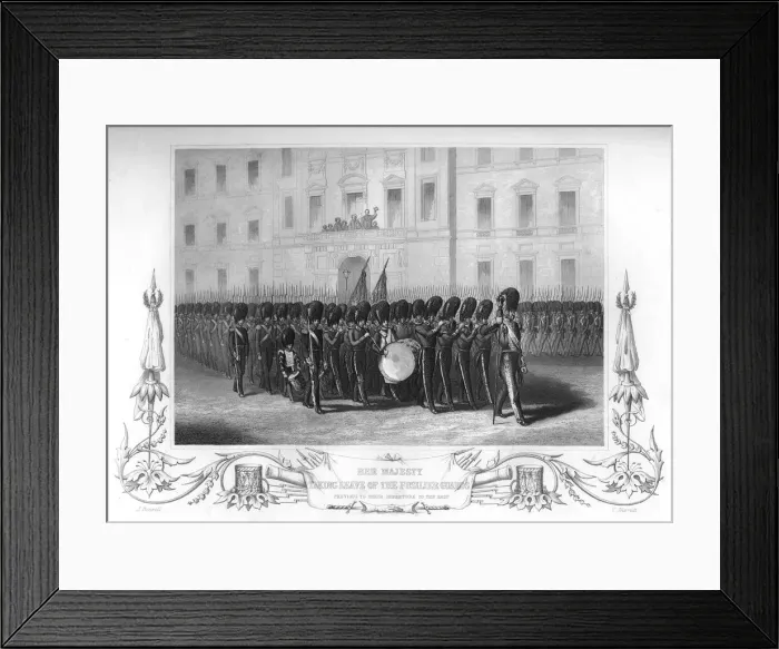 Framed Print : Queen Victoria (1819-1901) taking leave of the Fusilier Guards, London, 1857. Artist: T Sherratt Framed Print : Queen Victoria (1819-1901) taking leave of the Fusilier Guards, London, 1857. Artist: T Sherratt