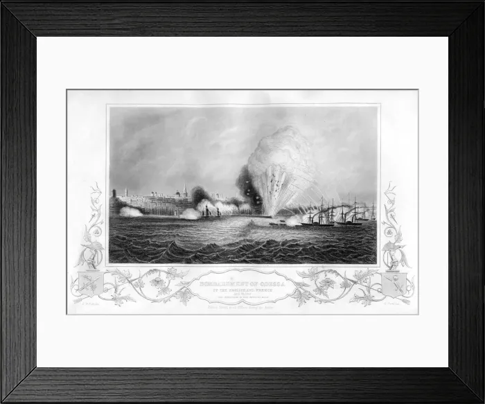 Framed Print : The explosion of the Imperial Mole during the bombardment of Odessa, Ukraine, 1854 (1857). Artist: George Greatbatch Framed Print : The explosion of the Imperial Mole during the bombardment of Odessa, Ukraine, 1854 (1857). Artist: George Greatbatch