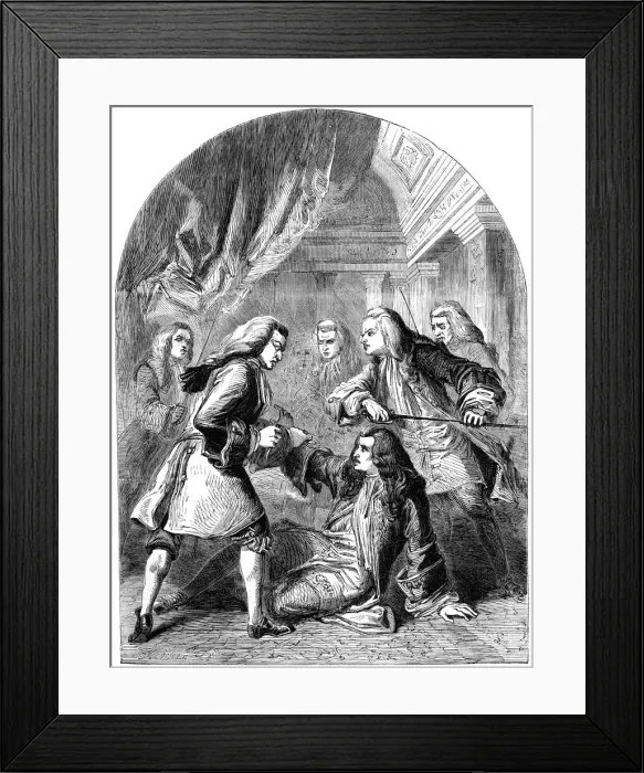Framed Print : The attempted assassination of Robert Harley (1661-1724), 18th century (19th century). Artist: TE Nicholson