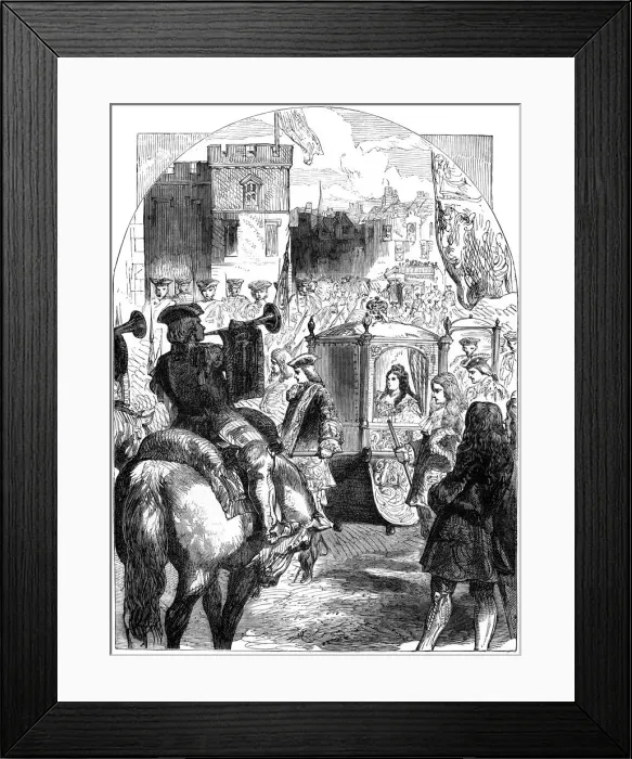 Framed Print : Queen Annes (1665-1714) last progress to Parliament House, Westminster, London, 19th century Framed Print : Queen Annes (1665-1714) last progress to Parliament House, Westminster, London, 19th century
