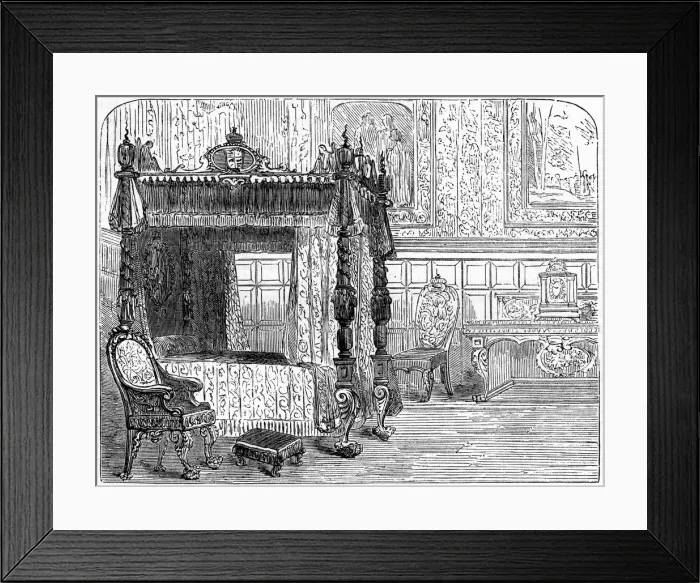 Framed Print : Queen Annes (1665-1714) bedchamber, 18th century (19th century) Framed Print : Queen Annes (1665-1714) bedchamber, 18th century (19th century)