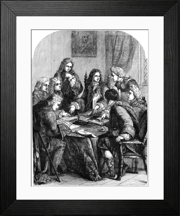 Framed Print : The Chevalier de St George and his council, early 18th century, (19th century) Framed Print : The Chevalier de St George and his council, early 18th century, (19th century)