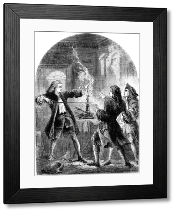 Framed Print : Kelly, the non-juring clergyman, destroying the treasonable papers, 18th century (19th century) Framed Print : Kelly, the non-juring clergyman, destroying the treasonable papers, 18th century (19th century)
