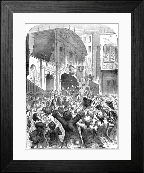Framed Print : The Prince of Wales drinking success to the war at Temple Bar, London, 18th century, (19th century) Framed Print : The Prince of Wales drinking success to the war at Temple Bar, London, 18th century, (19th century)