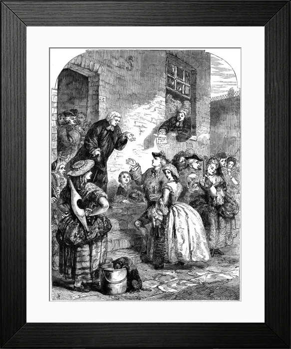 Framed Print : A marriage ceremony in Fleet Prison during the reign of George II, 19th century. Artist: C Sheeres Framed Print : A marriage ceremony in Fleet Prison during the reign of George II, 19th century. Artist: C Sheeres