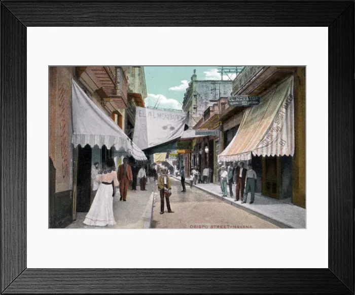 Framed Print : Obispo Street, Havana, Cuba, early 20th century Framed Print : Obispo Street, Havana, Cuba, early 20th century