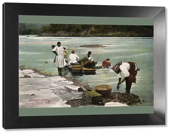 Washerwomen, Charges River, Panama, early 20th century