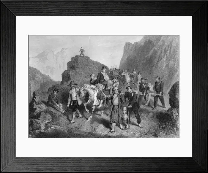 Framed Print : Removal of wounded soldiers from the field of battle, Crimean War, (1857). Artist: G Greatbach Framed Print : Removal of wounded soldiers from the field of battle, Crimean War, (1857). Artist: G Greatbach