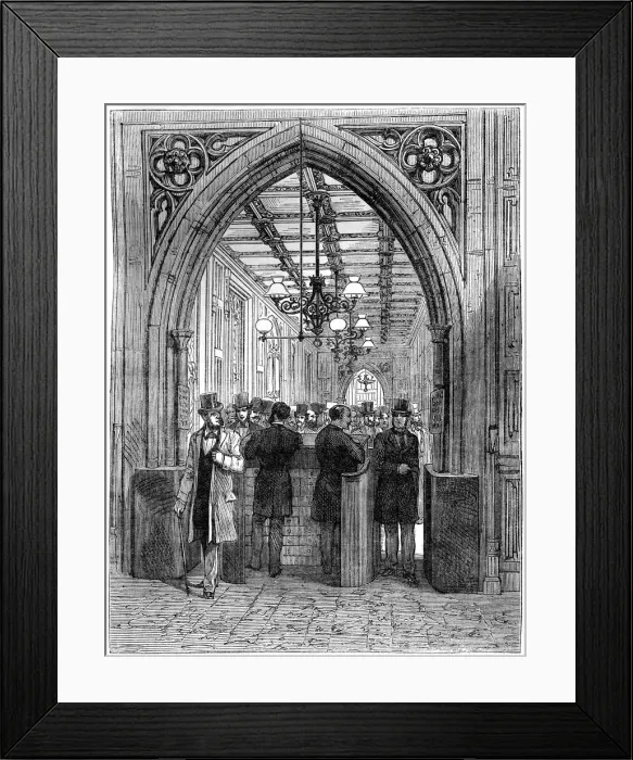 Framed Print : Division barrier and lobby, House of Commons, Westminster, London, 19th century Framed Print : Division barrier and lobby, House of Commons, Westminster, London, 19th century