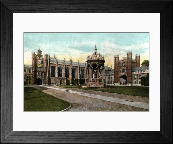 Framed Print : Trinity College fountain, Cambridge, Cambridgeshire, late 19th century Framed Print : Trinity College fountain, Cambridge, Cambridgeshire, late 19th century