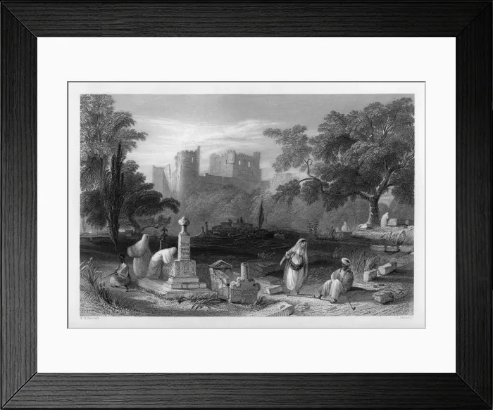 Framed Print : A Turkish burial ground at Sidon, Lebanon, 1841. Artist: J Redaway Framed Print : A Turkish burial ground at Sidon, Lebanon, 1841. Artist: J Redaway
