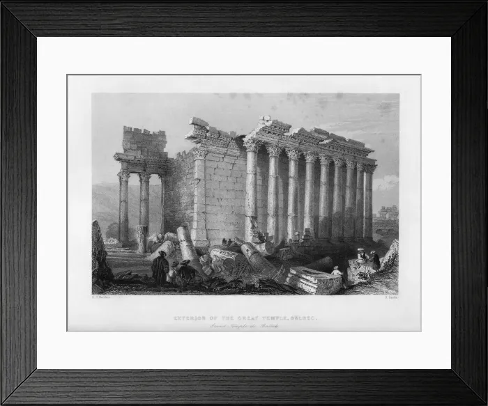 Framed Print : The Great Temple at Baalbec (Heliopolis), Egypt, 1841. Artist: Robert Sands Framed Print : The Great Temple at Baalbec (Heliopolis), Egypt, 1841. Artist: Robert Sands