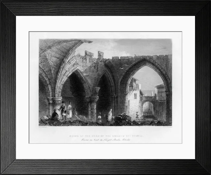 Framed Print : Ruins in Rhodes, Greece, 1841. Artist: EG Treacher Framed Print : Ruins in Rhodes, Greece, 1841. Artist: EG Treacher