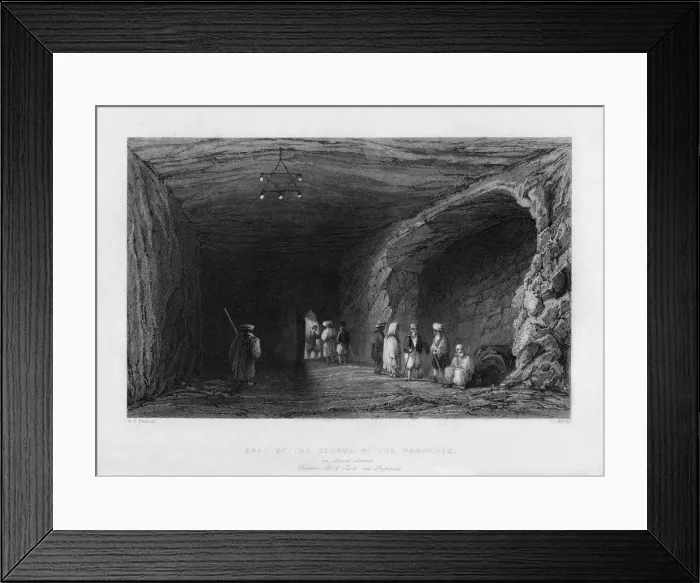 Framed Print : The cave of the school of the Prophets, 1841. Artist: J Sands Framed Print : The cave of the school of the Prophets, 1841. Artist: J Sands