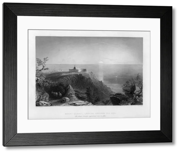 Framed Print : Looking out to sea from Mount Carmel, Israel, 1841. Artist: W Floyd Framed Print : Looking out to sea from Mount Carmel, Israel, 1841. Artist: W Floyd