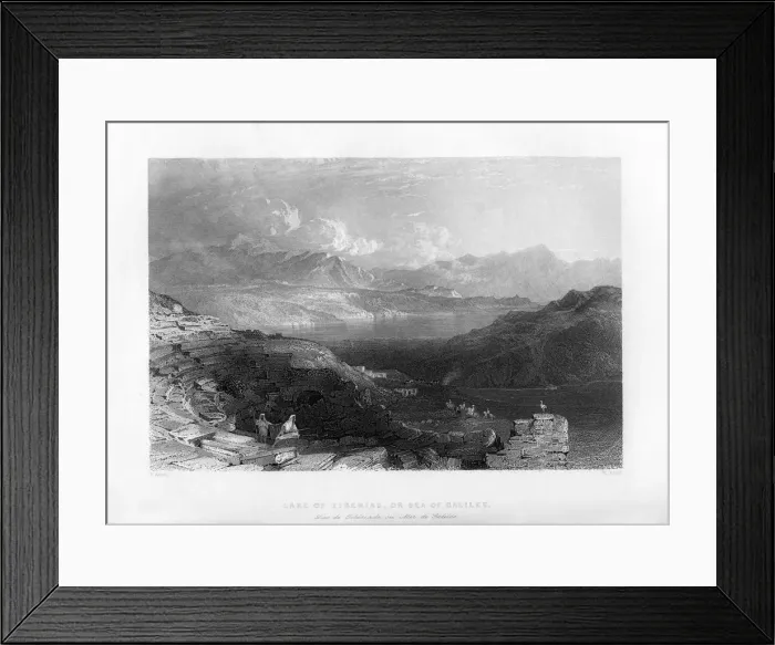 Framed Print : Lake Tiberias, or the Sea of Galilee, Israel, 1841Artist: W Floyd Framed Print : Lake Tiberias, or the Sea of Galilee, Israel, 1841Artist: W Floyd