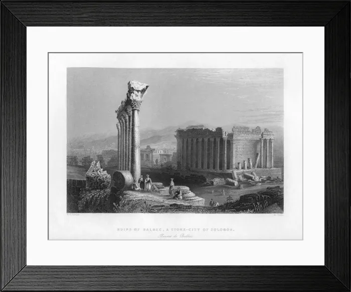 Framed Print : The Great Temple at Baalbec (Heliopolis), Egypt, 1841. Artist: Robert Sands Framed Print : The Great Temple at Baalbec (Heliopolis), Egypt, 1841. Artist: Robert Sands