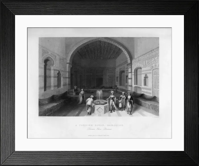 Framed Print : A Turkish divan, Damascus, Syria, 1841. Artist: George Presbury Framed Print : A Turkish divan, Damascus, Syria, 1841. Artist: George Presbury