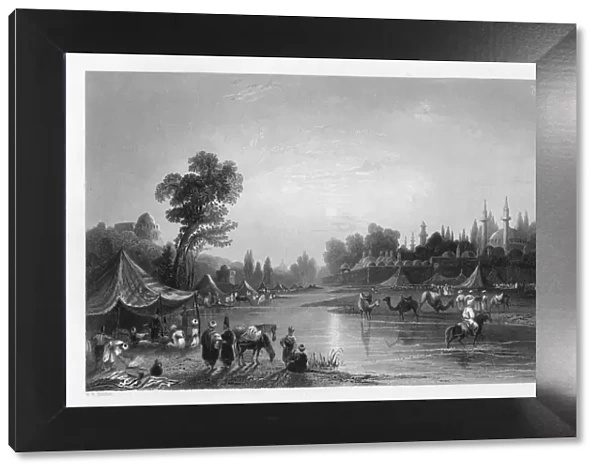 The Barrada River, (the ancient Pharpar), Damascus, Syria, 1841. Artist: Robert Sands