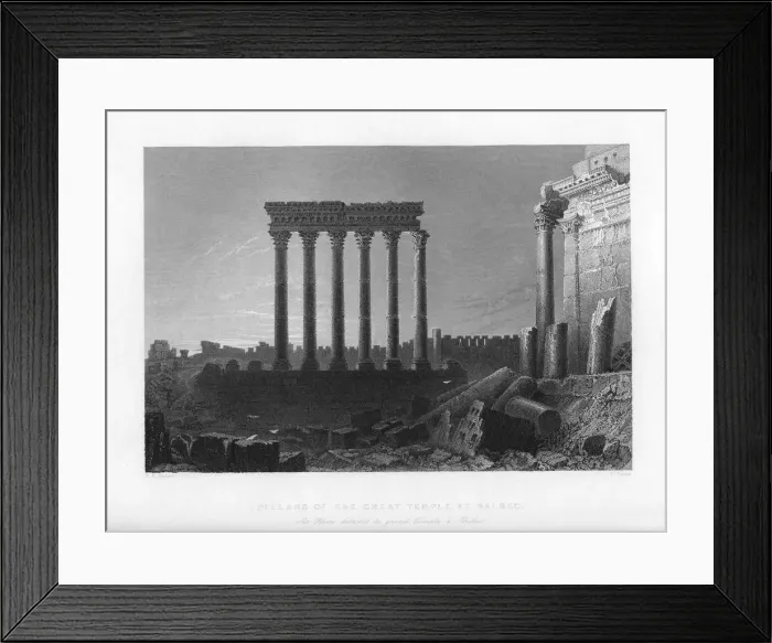 Framed Print : Pillars of the Great Temple at Balbec, 1841. Artist: J Sands Framed Print : Pillars of the Great Temple at Balbec, 1841. Artist: J Sands
