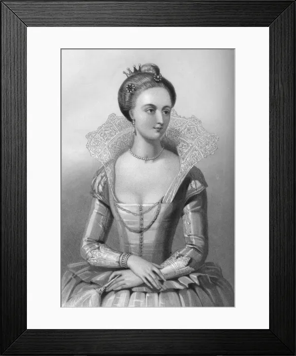 Framed Print : Anne of Denmark (1665-1714), queen consort of King James I, 1851. Artist: WH Mote Framed Print : Anne of Denmark (1665-1714), queen consort of King James I, 1851. Artist: WH Mote