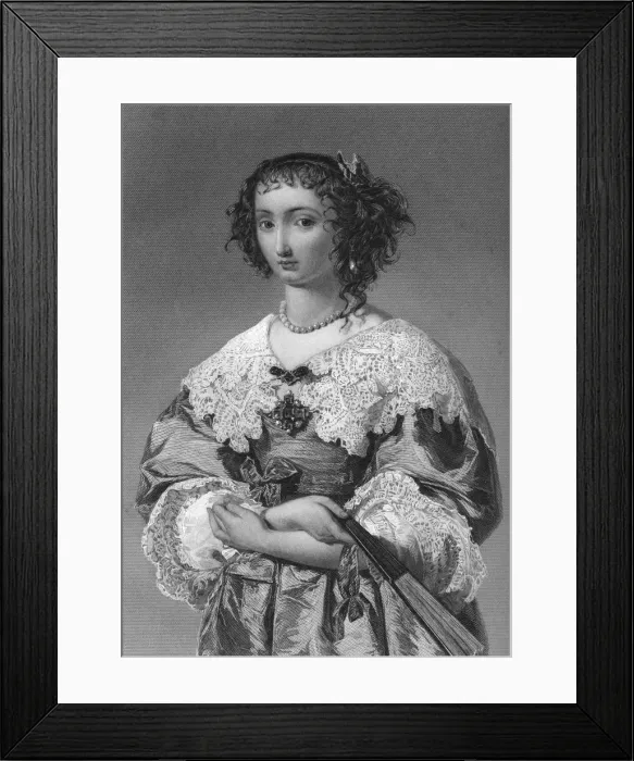 Framed Print : Henrietta Maria of France (1609-1669), queen consort of King Charles I, 1851. Artist: WJ Edwards Framed Print : Henrietta Maria of France (1609-1669), queen consort of King Charles I, 1851. Artist: WJ Edwards