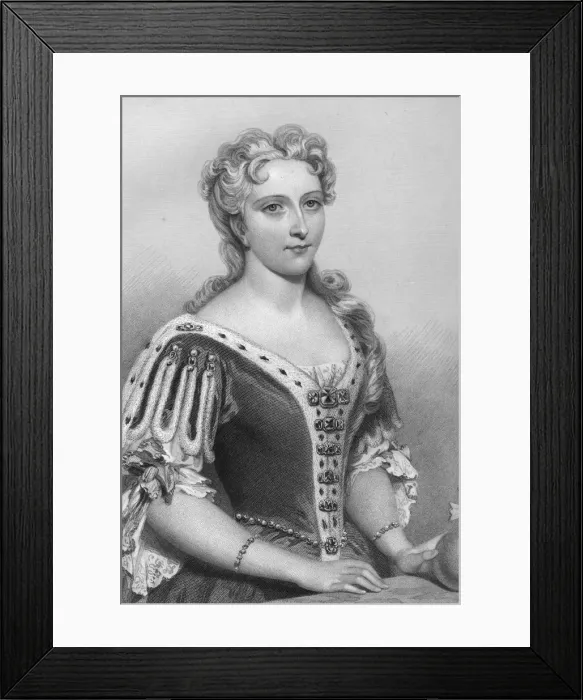 Framed Print : Caroline of Brandenburg-Ansbach (1683-1737), queen consort of King George II, 1851. Artist: John Brown Framed Print : Caroline of Brandenburg-Ansbach (1683-1737), queen consort of King George II, 1851. Artist: John Brown
