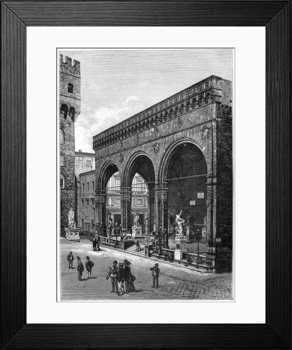 Framed Print : Loggia del Lanzi, Piazza della Signoria, Florence, Italy, 1882 Framed Print : Loggia del Lanzi, Piazza della Signoria, Florence, Italy, 1882