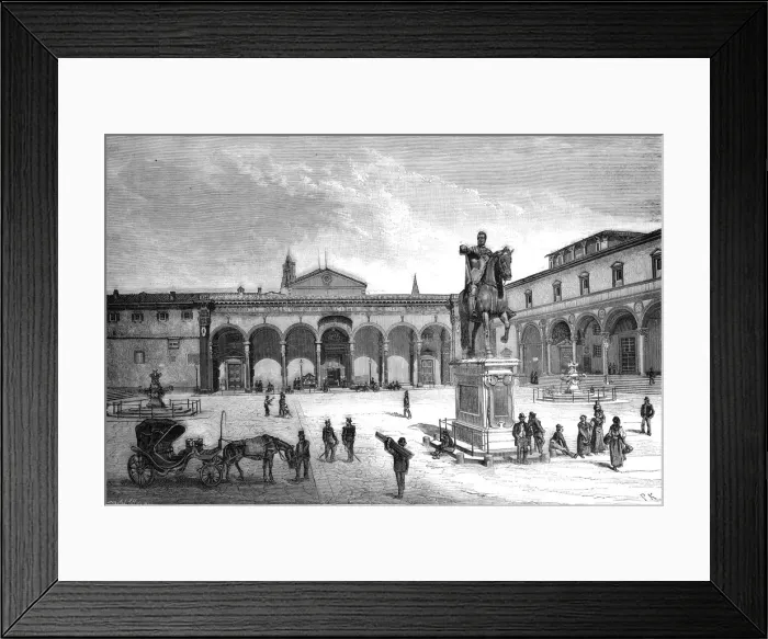 Framed Print : Piazza and church of the Santissima Annunziata, Florence, Italy, 1882 Framed Print : Piazza and church of the Santissima Annunziata, Florence, Italy, 1882